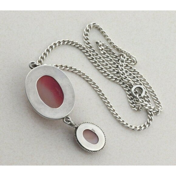 Sterling Silver Apricot Agate Necklace 18.5 inch chain Large Bold - Picture 8 of 8